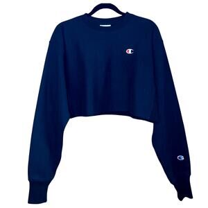 1990's - Vintage Champion Reverse Weave - Cropped Black Sweatshirt